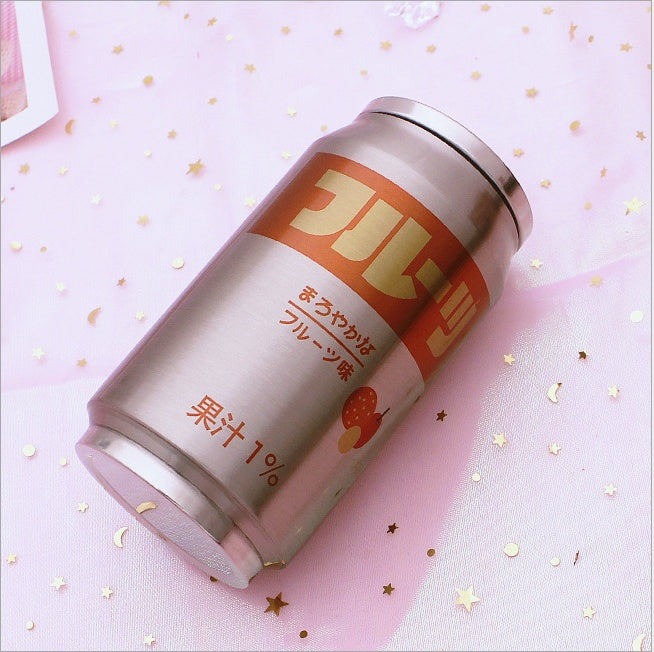 Creative Stainless Steel Japan Juice Candy Color Drink Cans Thermos Portable Unisex Students Personality Trendy Straw Cup