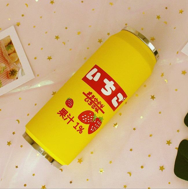 Creative Stainless Steel Japan Juice Candy Color Drink Cans Thermos Portable Unisex Students Personality Trendy Straw Cup