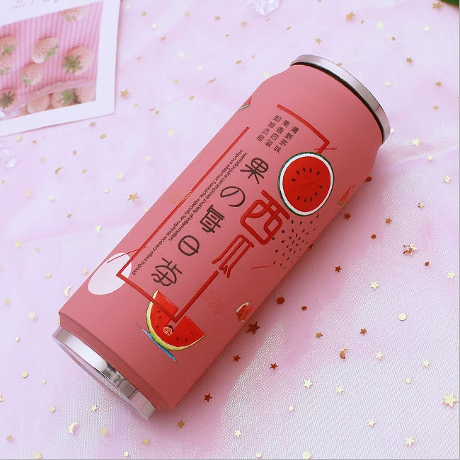 Creative Stainless Steel Japan Juice Candy Color Drink Cans Thermos Portable Unisex Students Personality Trendy Straw Cup