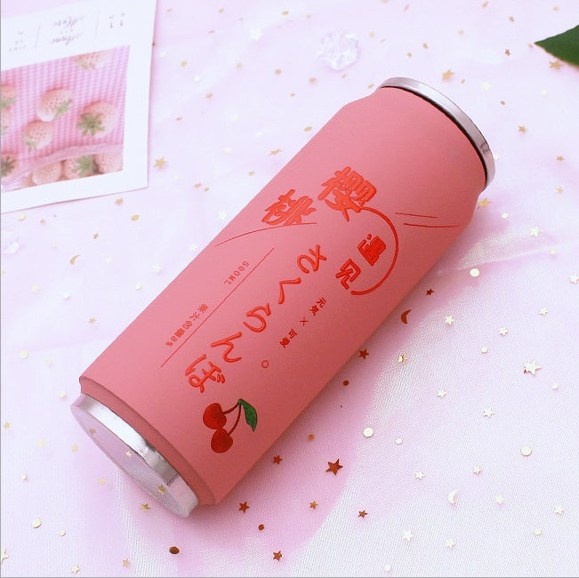 Creative Stainless Steel Japan Juice Candy Color Drink Cans Thermos Portable Unisex Students Personality Trendy Straw Cup