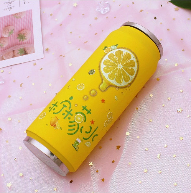 Creative Stainless Steel Japan Juice Candy Color Drink Cans Thermos Portable Unisex Students Personality Trendy Straw Cup