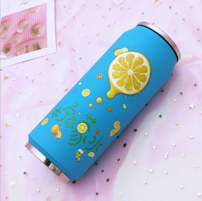 Creative Stainless Steel Japan Juice Candy Color Drink Cans Thermos Portable Unisex Students Personality Trendy Straw Cup