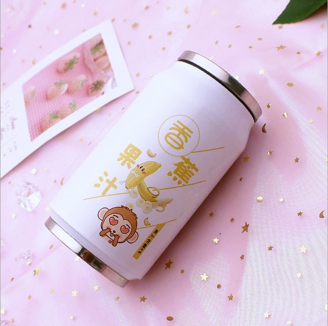 Creative Stainless Steel Japan Juice Candy Color Drink Cans Thermos Portable Unisex Students Personality Trendy Straw Cup
