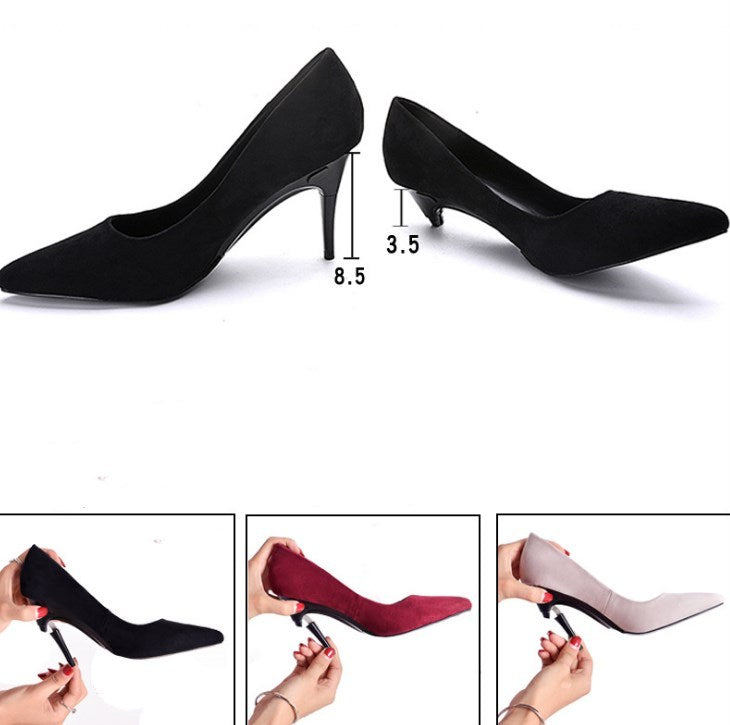 Women's Folding Sexy Pointed Toe High Heel portable retractable female shoes for party driving variable heel 3.5-8.5cm fashion Stilettos,Black