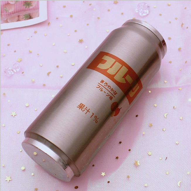Creative Stainless Steel Japan Juice Candy Color Drink Cans Thermos Portable Unisex Students Personality Trendy Straw Cup