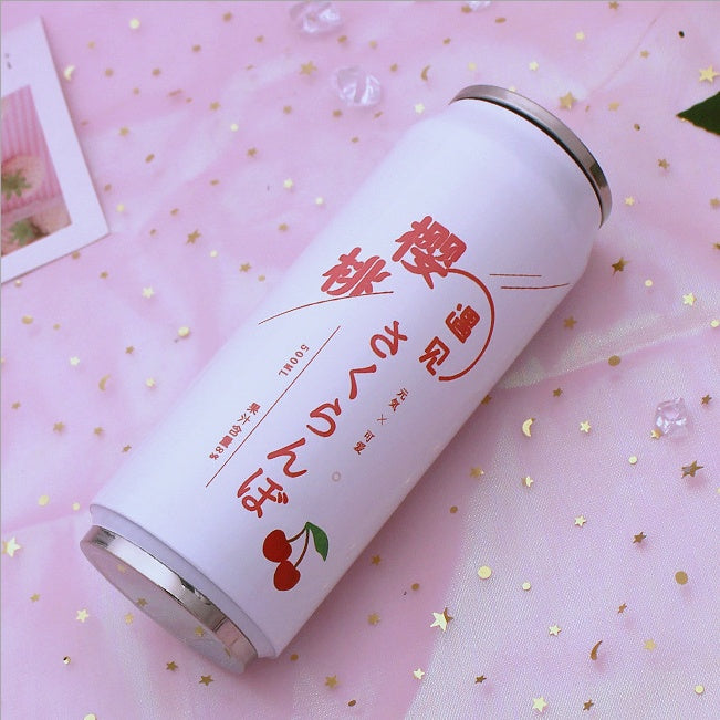 Creative Stainless Steel Japan Juice Candy Color Drink Cans Thermos Portable Unisex Students Personality Trendy Straw Cup
