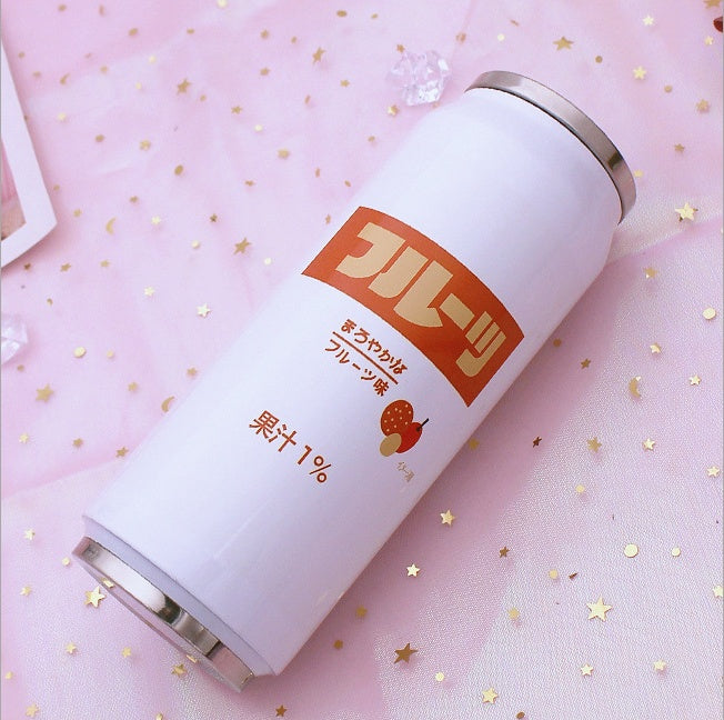 Creative Stainless Steel Japan Juice Candy Color Drink Cans Thermos Portable Unisex Students Personality Trendy Straw Cup