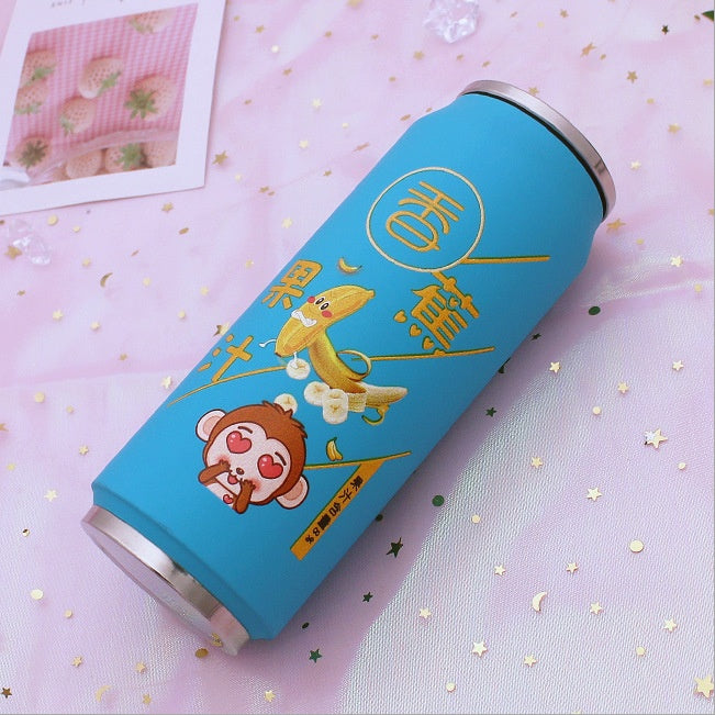 Creative Stainless Steel Japan Juice Candy Color Drink Cans Thermos Portable Unisex Students Personality Trendy Straw Cup