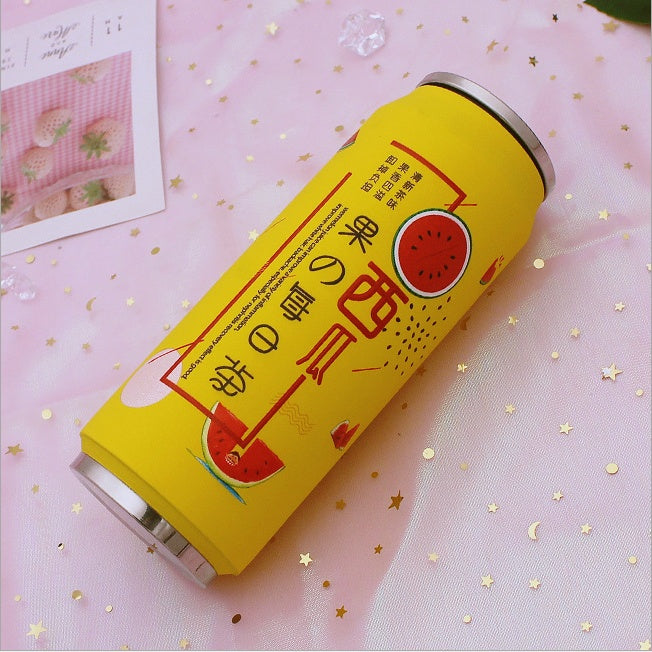 Creative Stainless Steel Japan Juice Candy Color Drink Cans Thermos Portable Unisex Students Personality Trendy Straw Cup