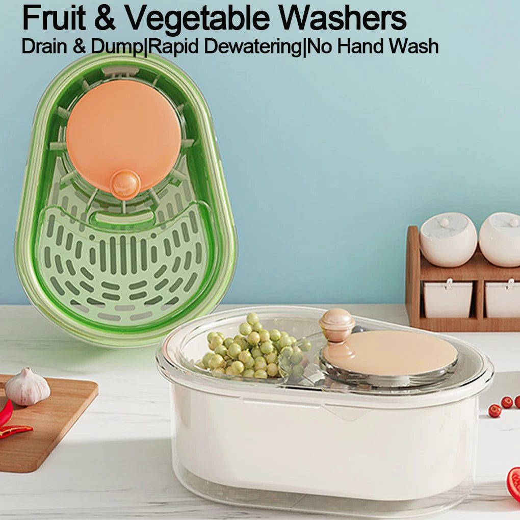 Household Vegetable Fruits Cleaner Sets Manual Water Salad Spinner Fruit Drain Basket Dryer Hand Crank Kitchen Household Gadget