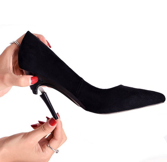 Women's Folding Sexy Pointed Toe High Heel portable retractable female shoes for party driving variable heel 3.5-8.5cm fashion Stilettos,Black
