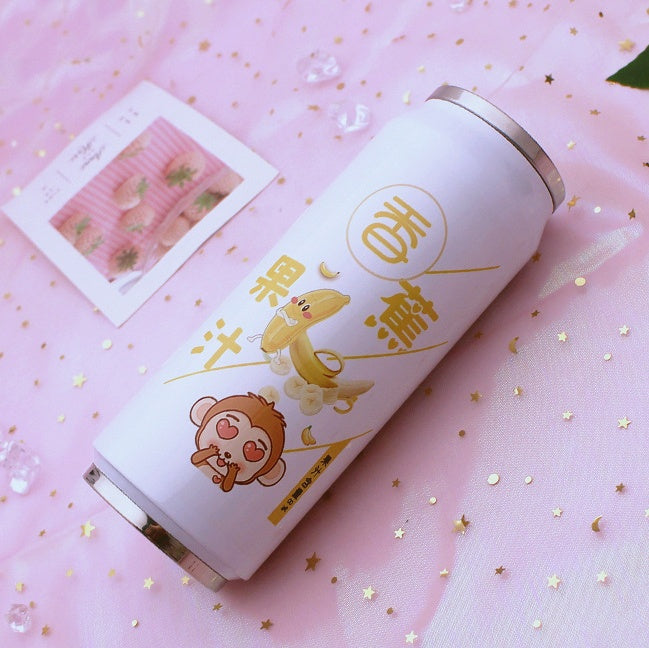 Creative Stainless Steel Japan Juice Candy Color Drink Cans Thermos Portable Unisex Students Personality Trendy Straw Cup