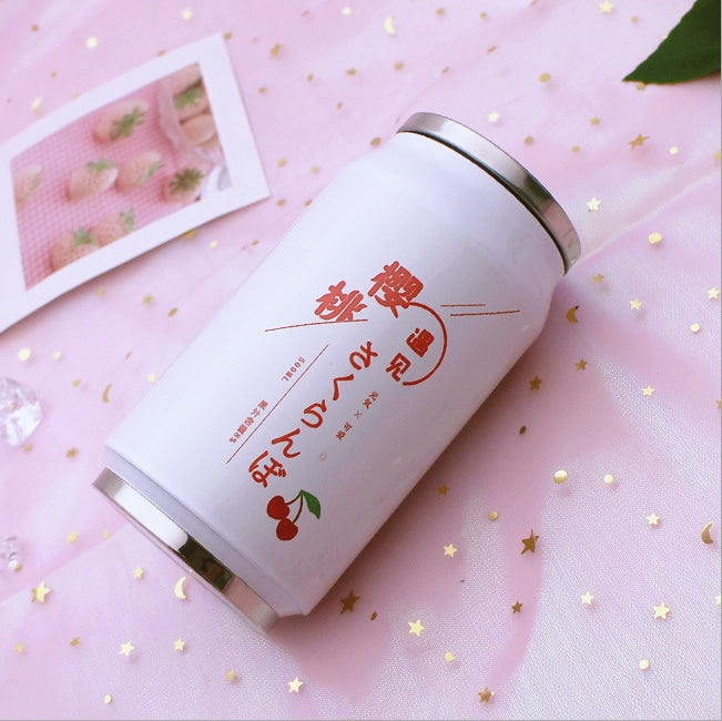 Creative Stainless Steel Japan Juice Candy Color Drink Cans Thermos Portable Unisex Students Personality Trendy Straw Cup