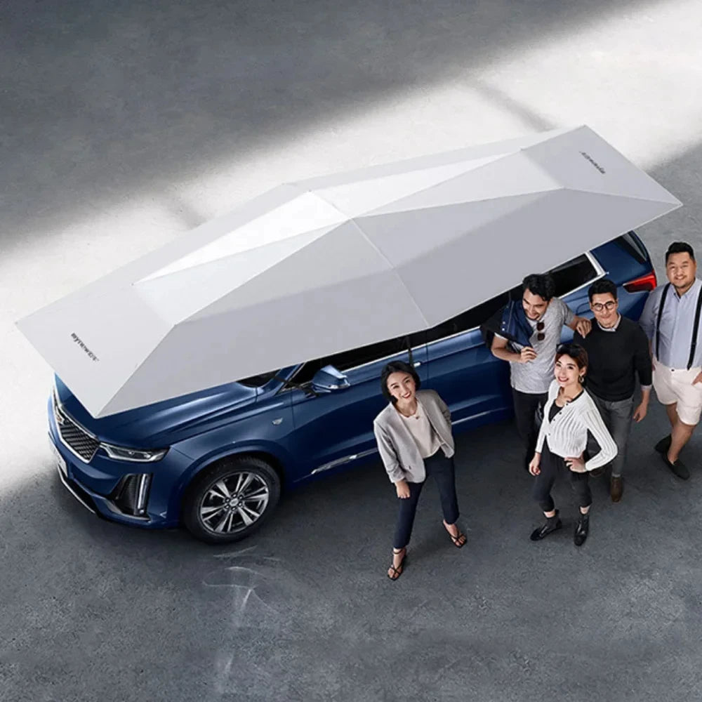 4.2/4.8/5.2M Semi-Automatic Car Sunshade Umbrella Mobile Canopy Anti-Hail/Anti-Falling Object Retractable Sun Tent Car Awning