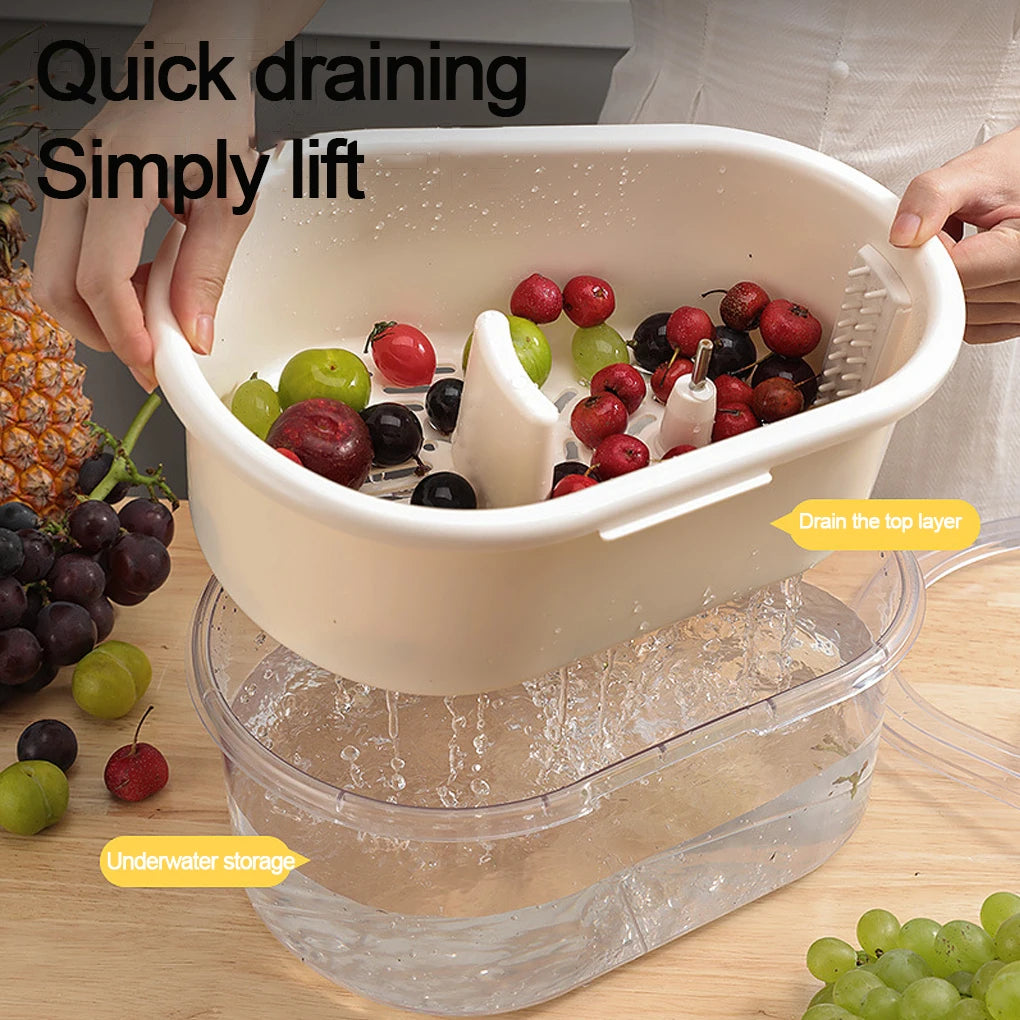 Household Vegetable Fruits Cleaner Sets Manual Water Salad Spinner Fruit Drain Basket Dryer Hand Crank Kitchen Household Gadget