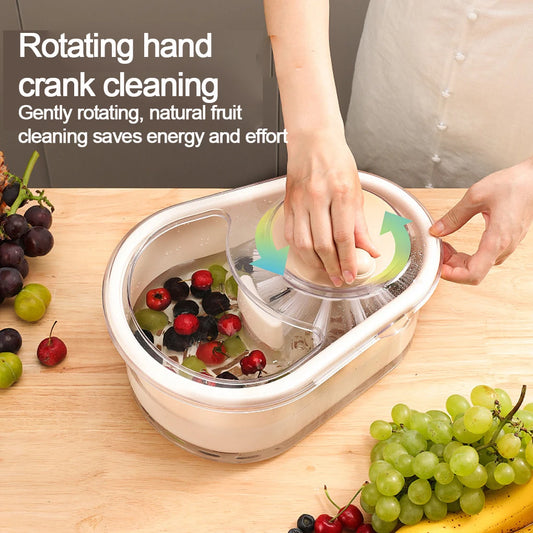 Household Vegetable Fruits Cleaner Sets Manual Water Salad Spinner Fruit Drain Basket Dryer Hand Crank Kitchen Household Gadget